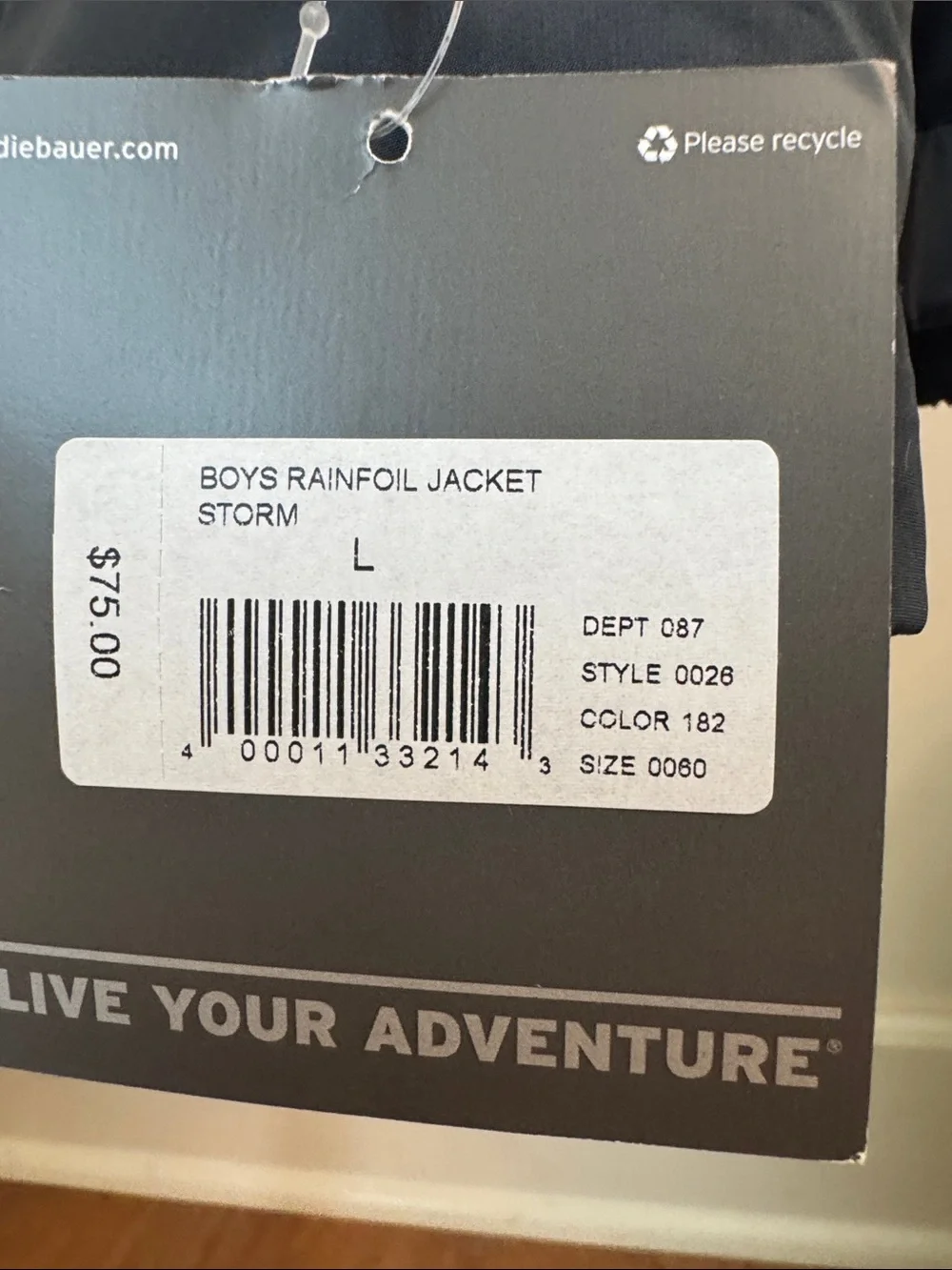 Eddie Bauer Boys’ Hooded Rainfoil Jacket SZ large-14-16 Slate Blue  Orange Lined